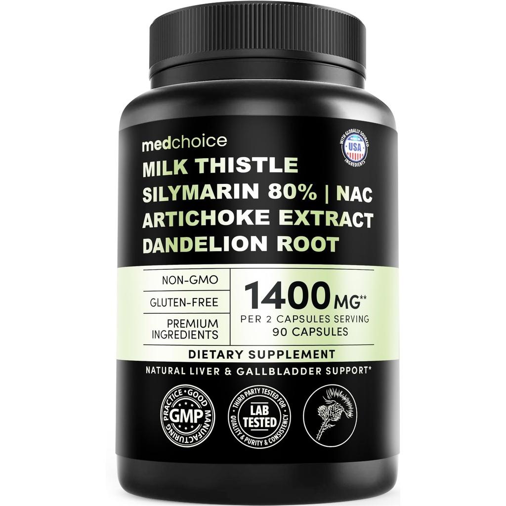 MEDCHOICE Milk Thistle Liver Support Supplement with NAC & Artichoke, 90ct