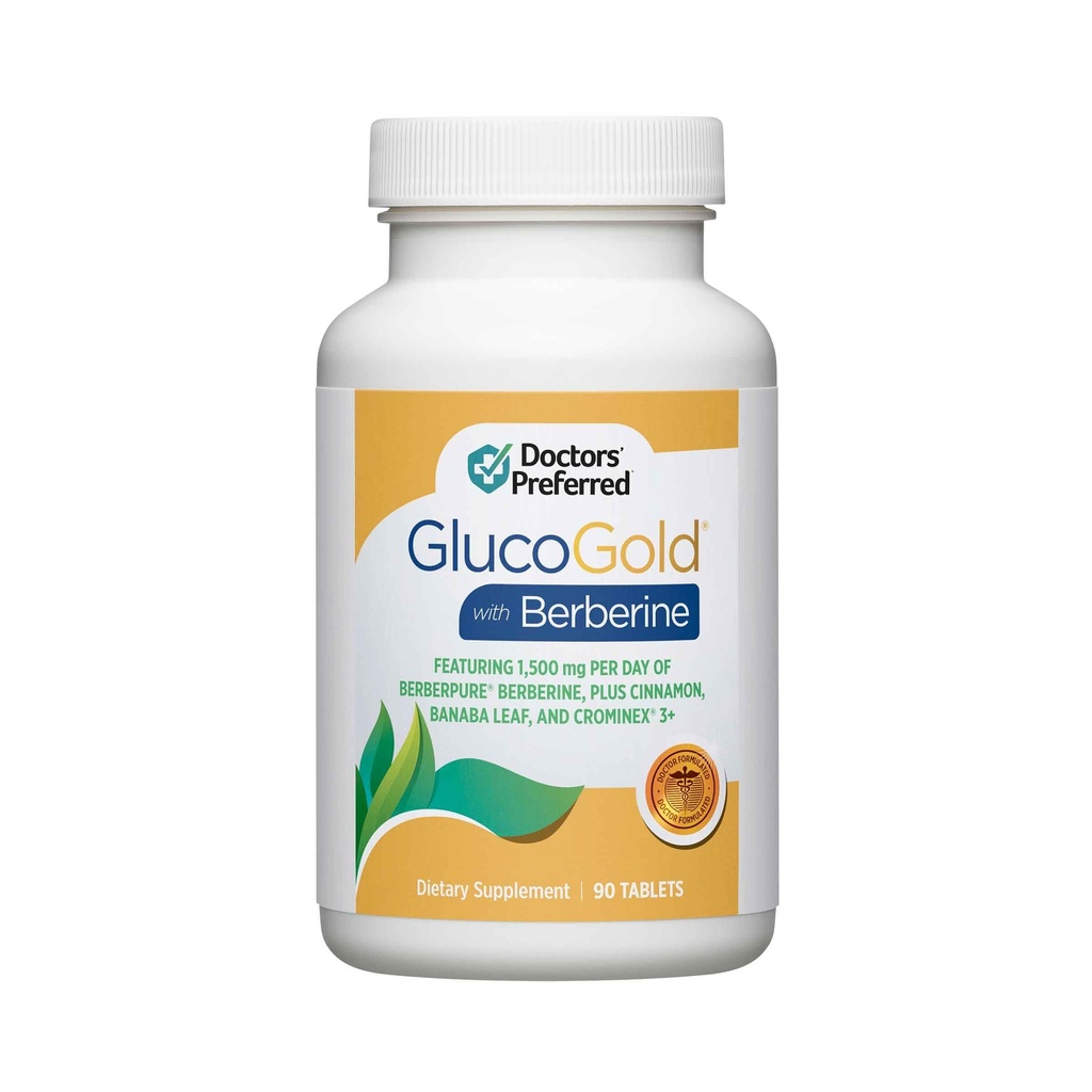 DOCTORS' VOORAFGAANDE GlucoGoud met Berberine, geconcentreerd kaneel, chroom, Banaba Leaf Extract (90 tabletten)