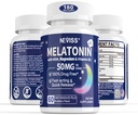 Melatonine 50 mg voor volwassenen - Extra sterkte 9-in-1 Snel oplossen Sublingual - w/Vitamine D3 & MSM, ontspannende kruidenmix-Ashwagandha, citroenbalsem, passiebloem, kamille, sugarvrij, veganistisch 180 porties