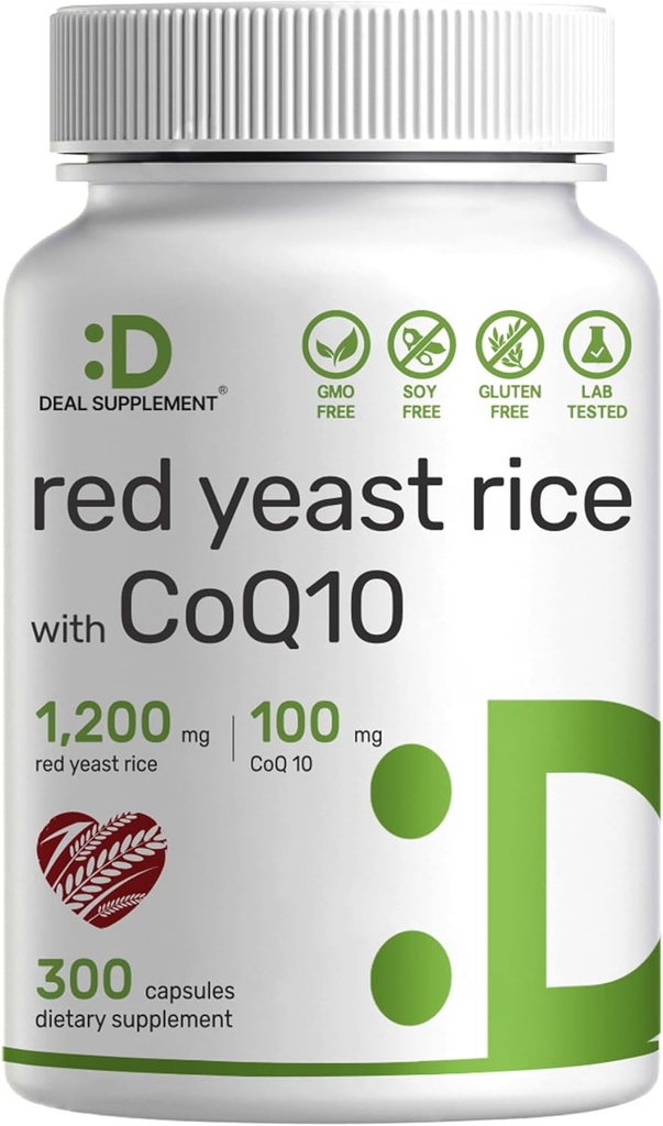 Deal Supplement Red Gist Rice 1.200mg per portie met CoQ10, 300 Capsules 