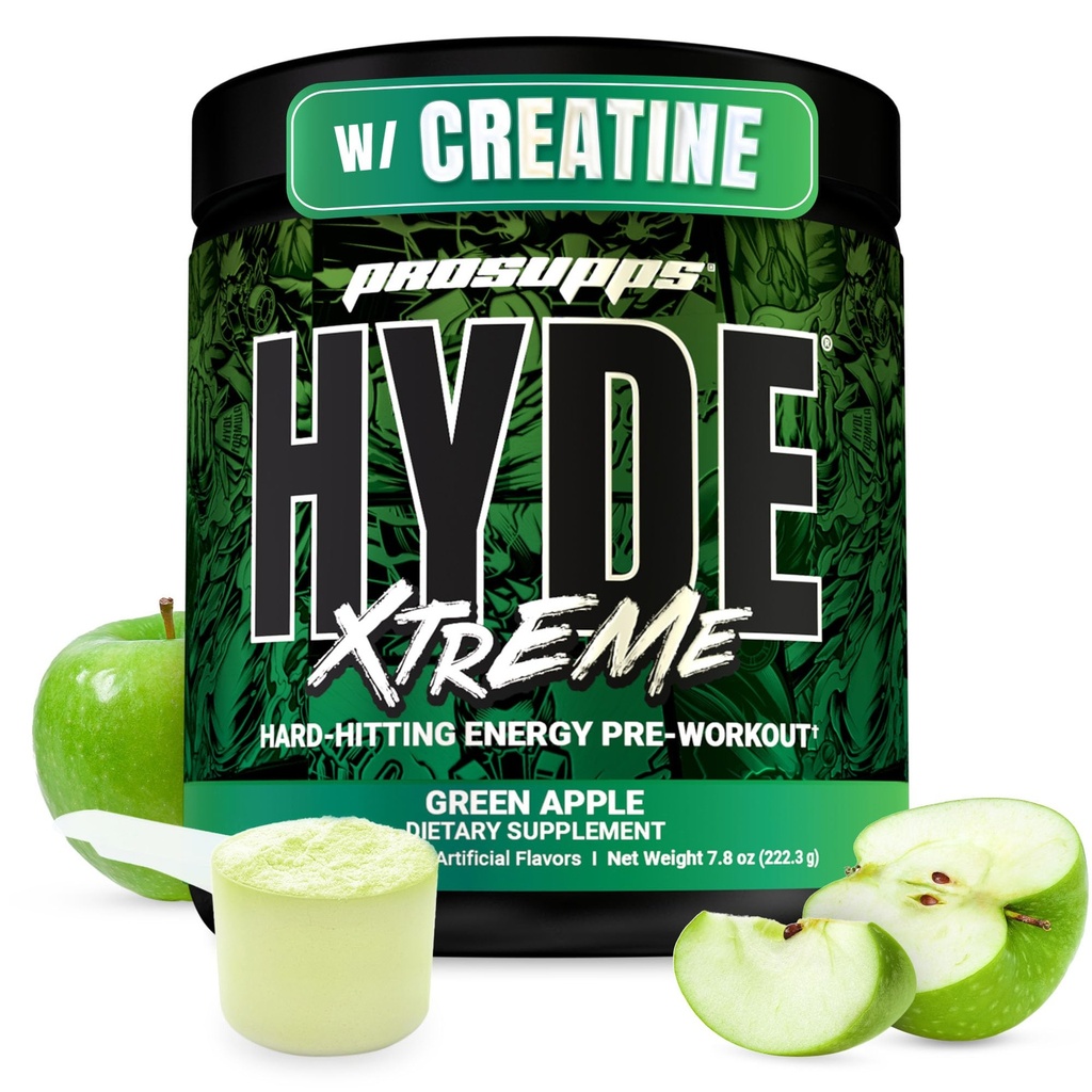 PROSUPPS de heer Hyde Xtreme Pre Workout Powder met Creatine, Beta Alanine & Cafeïne - Extreme Energy, Pumps, Focus & Performance - Fitness & Gym Supplementen voor mannen en vrouwen (Green Apple, 30 Servers)