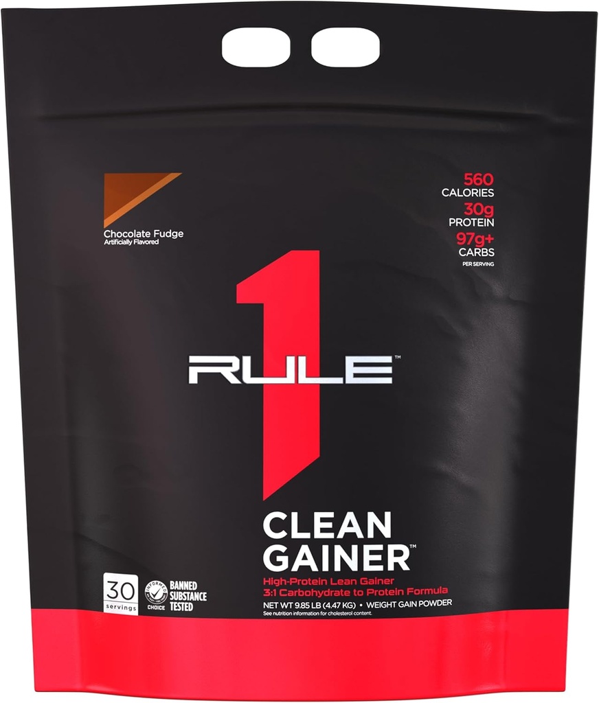 Règle 1 Gaineur propre - Formule de gain de maigre à haute protéine avec 560 calories, 30g de protéines de plein spectre, plus de 90g de glucides, moins de 6g de gras (30 portions, fudge de chocolat)