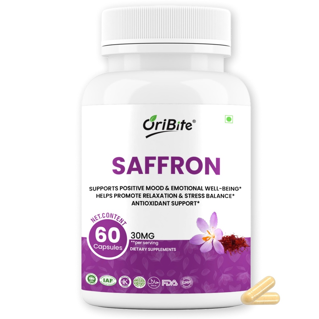 Saffron Supplement 30mg – 100% Pure Saffron Extract Capsules for Mood, Energy, Focus & Eye Health – Antioxidant Support – Vegan, Non-GMO, Gluten-Free – 60 Capsules