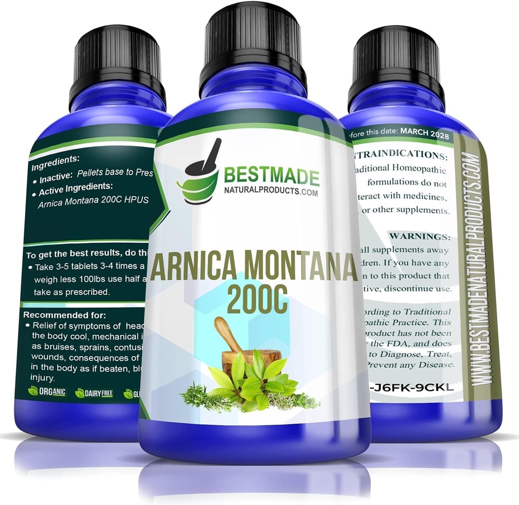 Bestmade Natural Products Turbo Arnica 200C - Comprehensive Arnica Pellets for Muscle Recovery, Soreness Relief, and Holistic Wellness Support, 350 Pellets