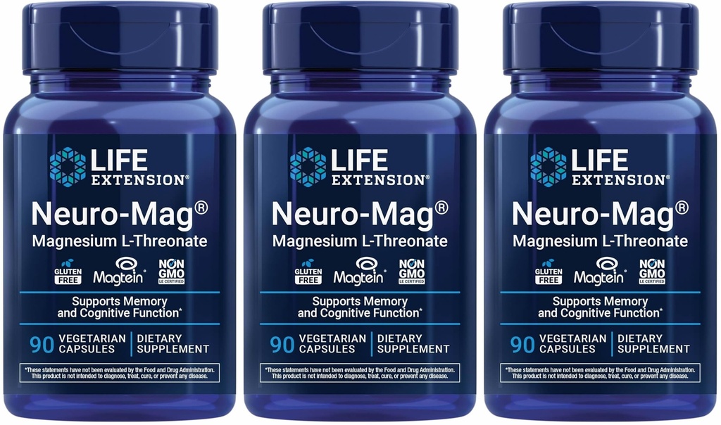 Life Extension Neuro-mag Magnesium L-threonaat, 90 Tellen (pakket van 3)