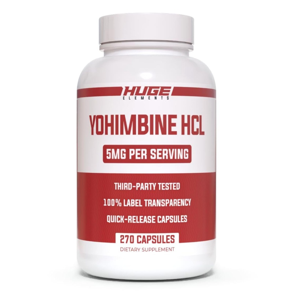 Enorme supplementen Yohimbine HCl 5mg, derde partij getest, vetverlies en energie-ondersteuning, geavanceerde prestatieformule voor body recomposition - 270 Veg Capsules