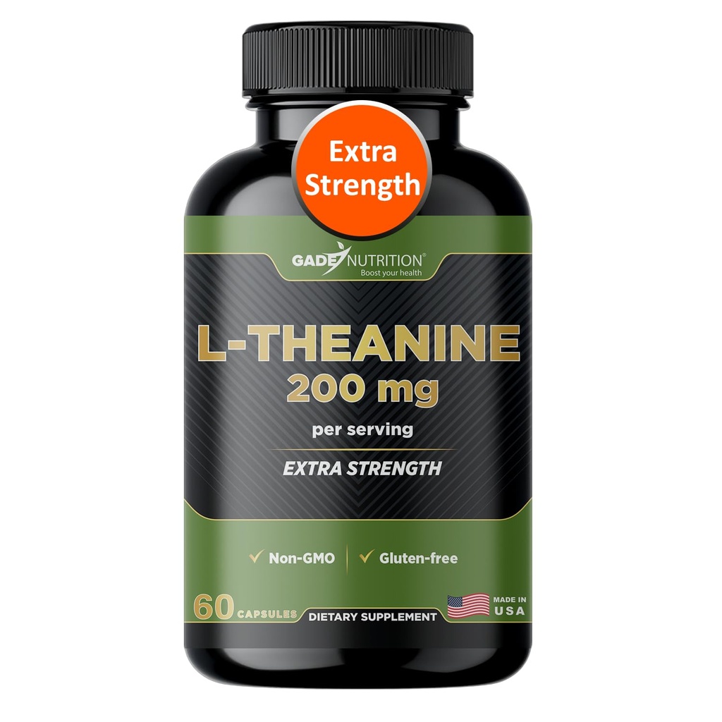 Gade Nutrition L-Theanine Supplement 200 mg Mood & Sleep Support | Vegetable Capsules | Non-GMO, Gluten-Free, Made in USA |