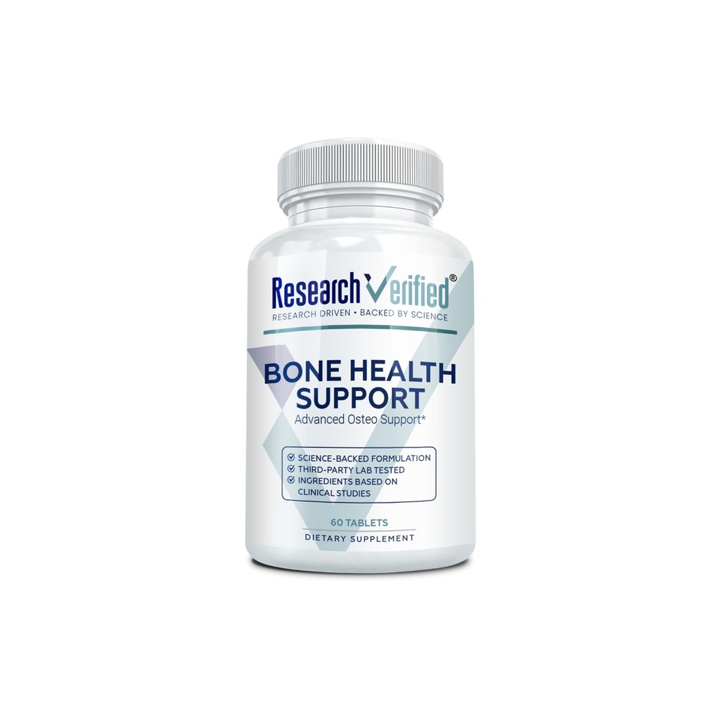 Research Verified Bone Health Support - Rebuild Bone Mass - Triple Calcium Complex, Vitamin D3, Vitamin K2, Soy Isoflavones, BioPerine - 60 Tablets - 1 Month Supply