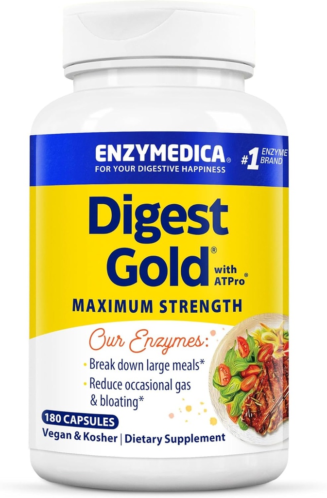 Enzymedica Digest Gold + ATPro, support digestif maximal, 180 capsules