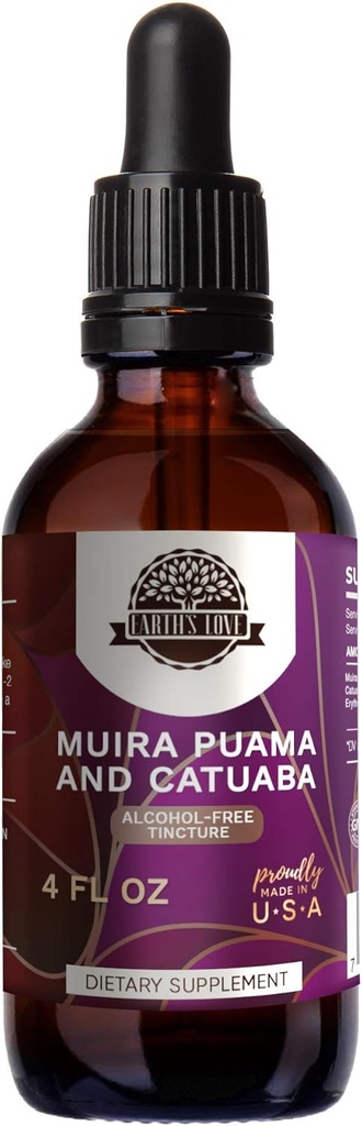 L'amour de la Terre - Muira Puama et Catuaba Extrait d'extrait d'alcool, super concentré (Ptychopetalum Olacoides et Trichilia catigua, Erythroxylum vacciniifolium) Herbes séchées (4 Fl Oz)