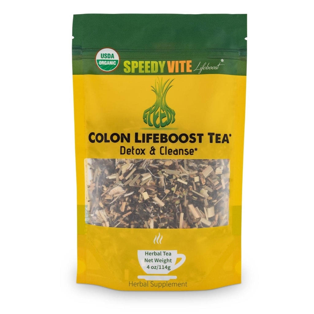 SpeedyVite Colon LifeBoost Tea Detox and Cleanse - Biologische Pu'er Tea met gember, citroengras - voor verhoogde Colon Gezondheid en functie