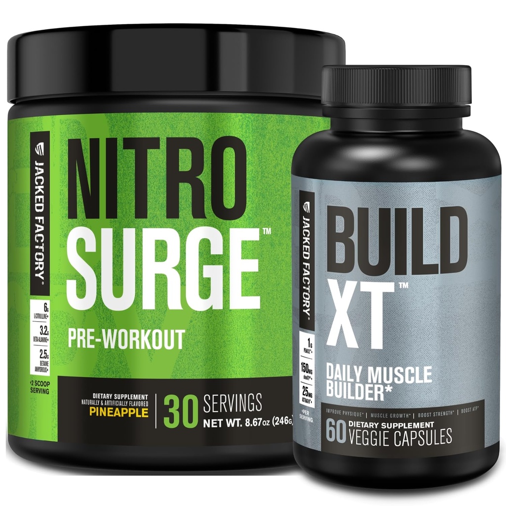 Avant l'entraînement de l'usine Jacked Nitrosurge dans l'ananas et construire XT Muscle Building Bundle pour les hommes et les femmes