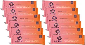 Tailwind Nutrition Endurance Fuel, Caffeine Drink Powder Mix Single Serving with Electrolytes, Non-GMO, Free of Soy, Dairy, and Gluten, Vegan-Friendly, Tropical Buzz, Pack of 12