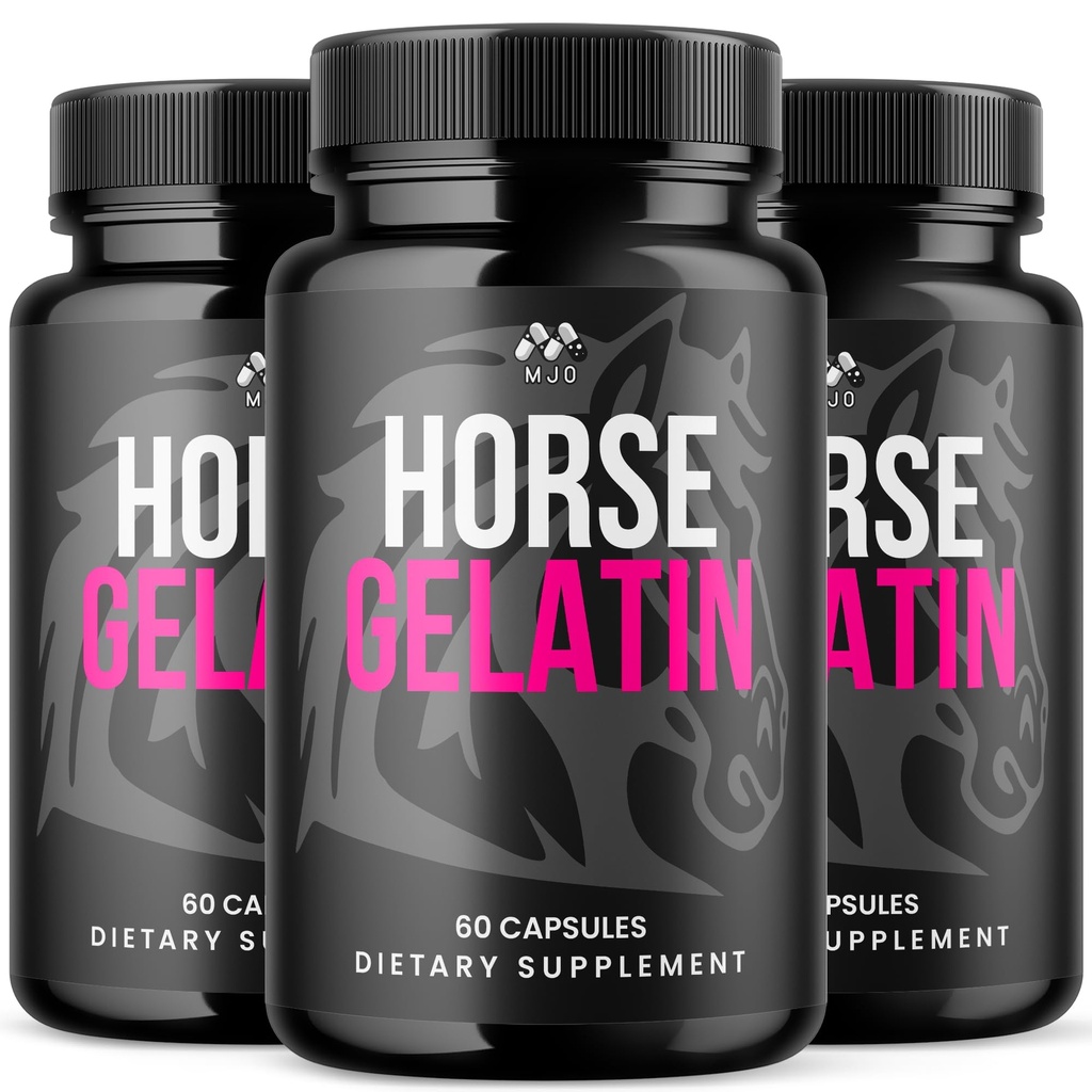 (3 Pack) Horse Gelatin Capsules, Official HorseGelatin Pills for Men with All Natural Ingredients, Advanced Men's Health and Wellness Support Pill, Max Strength Multivitamin Supplement (180 Capsules)