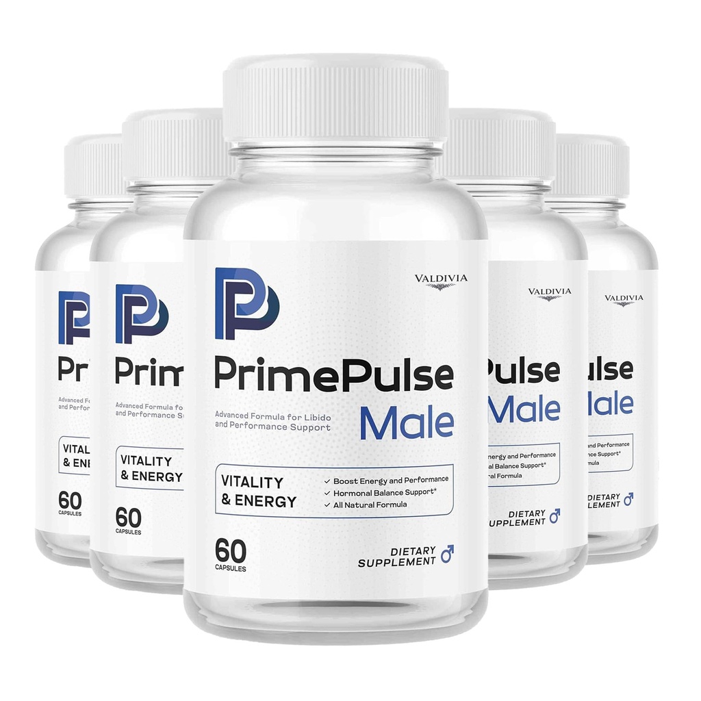 Valdivia (5 Pack) Prime Pulse Male - Official PrimePulse Men Supplement, Maximum Strength Energy Support, Natural Advanced Formula for Overall Health & Wellness, 300 Capsules for 5 Months