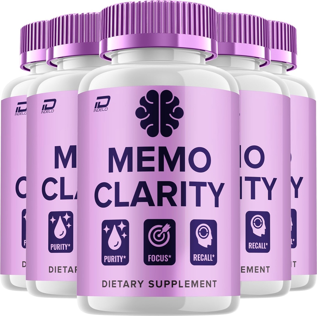 Memo Clarity Supplement Capsules – Memo Clarity Natural Blend Formula Focus Memory Support and Reviews (5 Pack – 300 Capsules)