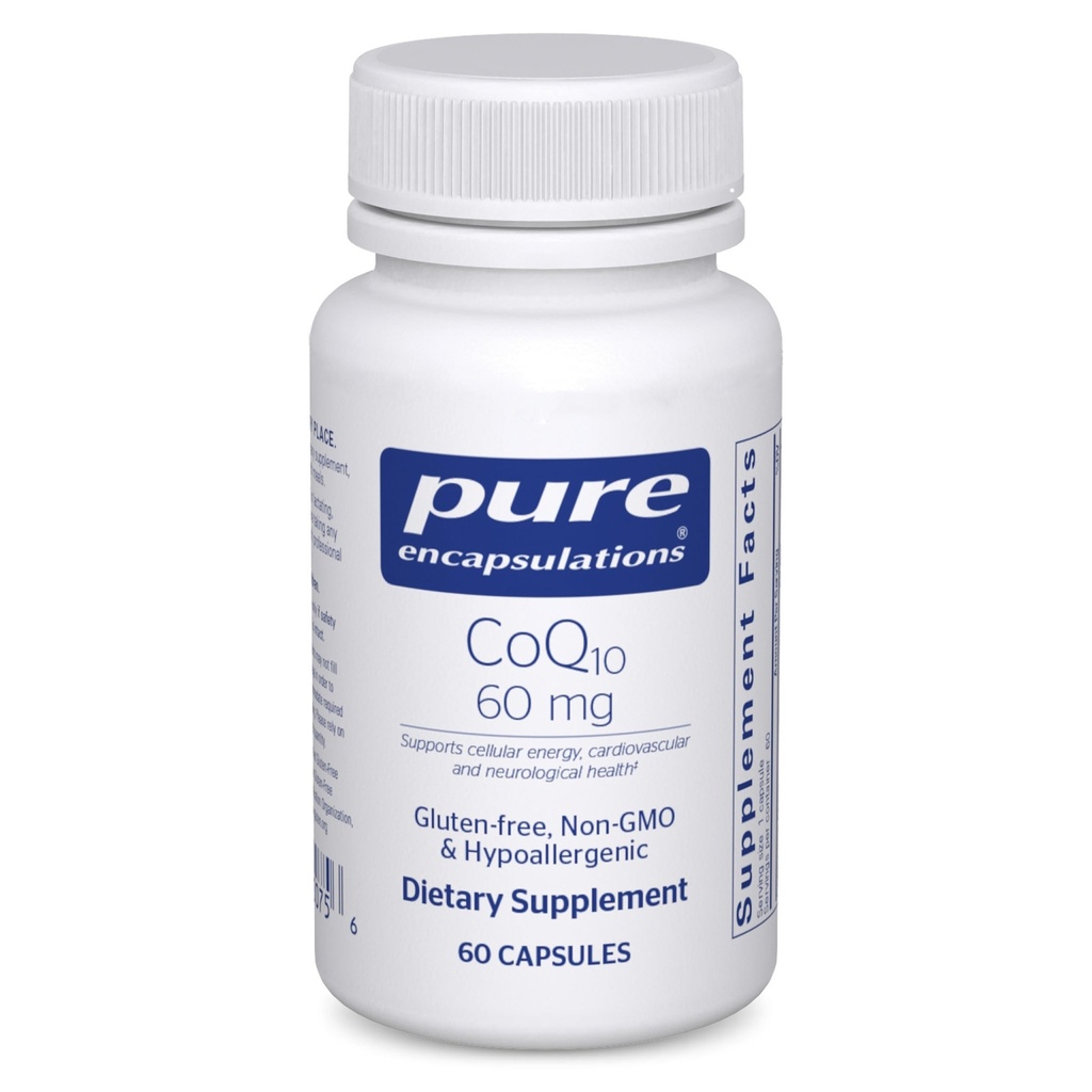 CoQ10 60 mg de Coenzyme Q10 Supplément pour l'énergie, les antioxydants, la santé cérébrale et cellulaire, la cognition et le soutien cardiovasculaire*