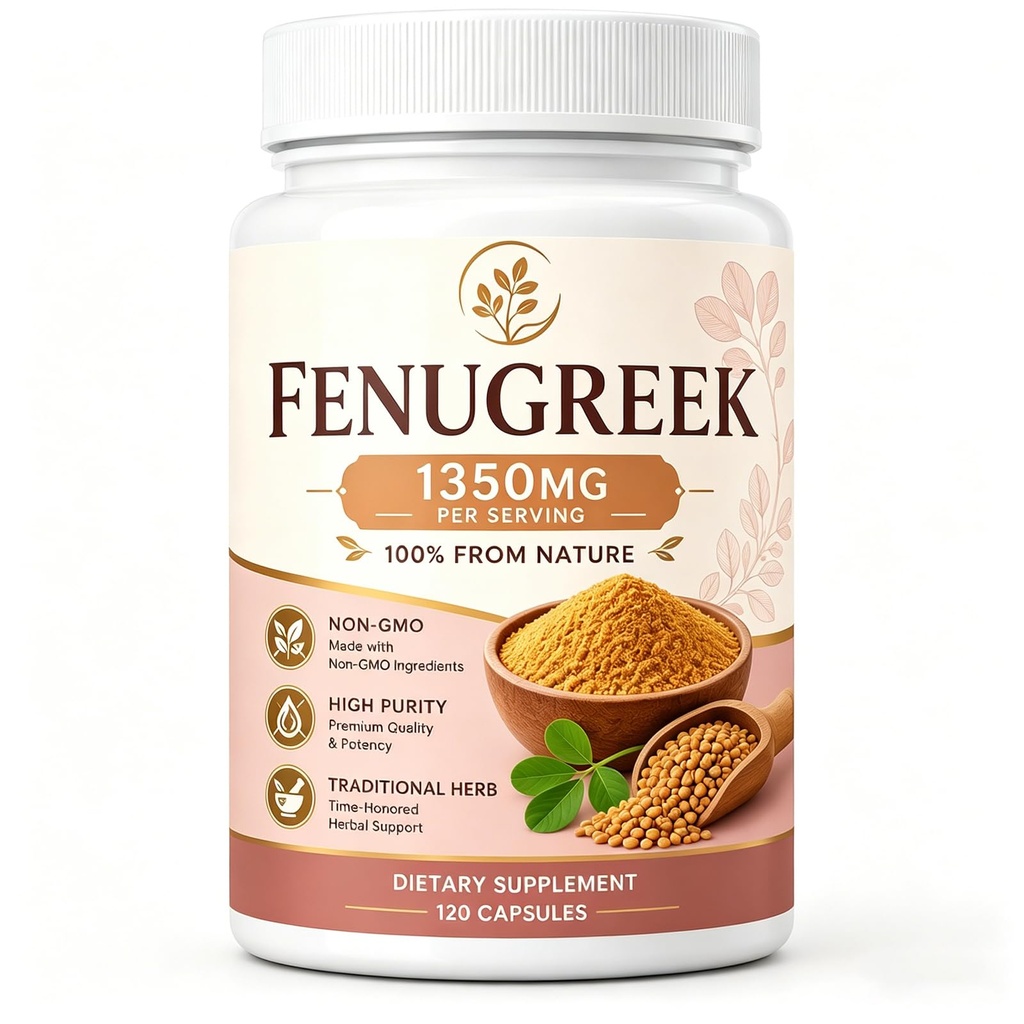 Fenugreek 𝐂𝐚𝐩𝐬𝐮𝐥𝐞𝐬 – 1350 mg Fenugreek Seeds Supplement, Daily Support of Natural Fullness, Firmness, Hormonal Balance & Women’s Curves – 120 𝐂𝐚𝐩𝐬𝐮𝐥𝐞𝐬