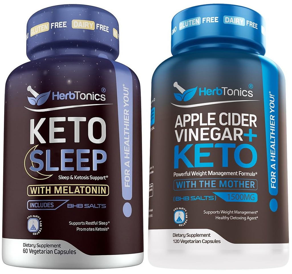 Keto Sleep Exogenous Ketones and Sleep Aids for Adults | Melatonin 5mg with Keto BHB to Help You Fall Asleep Faster | Apple Cider Vinegar Capsules Plus Keto BHB | Fat Burner & Weight Loss Supplement