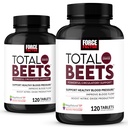 Force Factor Total Beets Nitric Oxide Supplement with Beet Root Powder, Nitraten, Grapeseed Extract for Circulatie, Cardiovasculair, Heart Health, 240 Tablets, 2 Pack