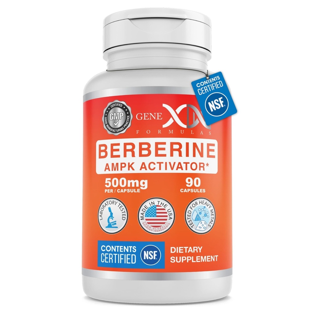 Genex Formules Berberine HCl 500mg (90 capsules) - NSF gecertificeerd voor veiligheid, kwaliteit en etikettering Nauwkeurigheid - Ondersteunt Immune Health - Non-GMO, Glutenvrij, Vegetarisch