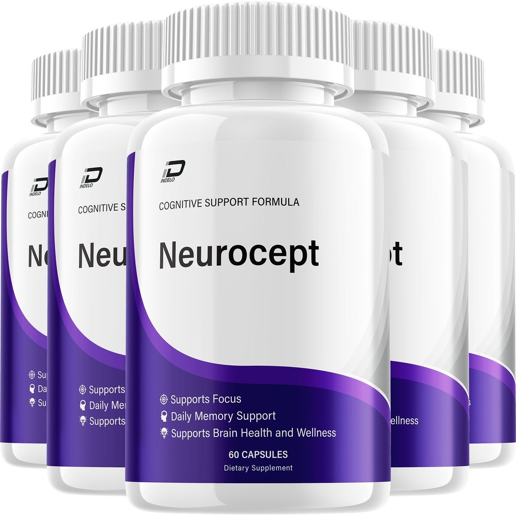 Neurocept Supplement Capsules – All Natural Maximum Strength Formula, Focus & Memory Support (5 Pack – 300 Capsules)