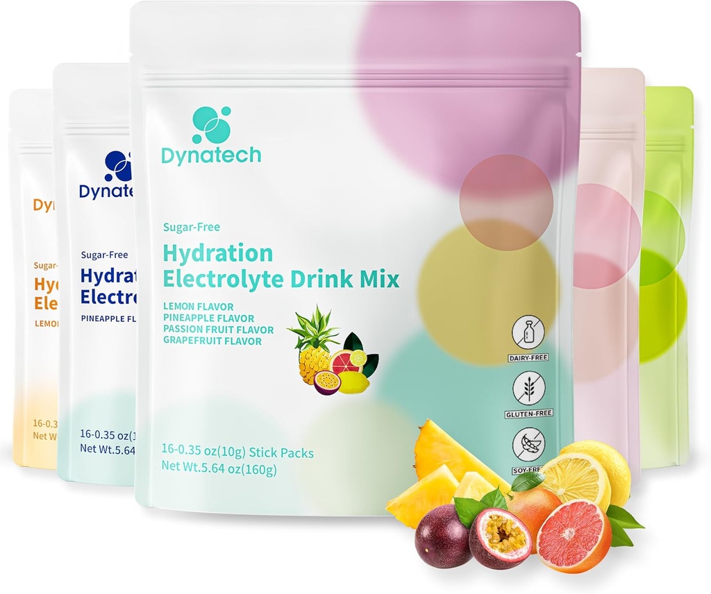 Dynatech Zero Sugar Electrolyte Drink Mix - Variety Pack - Hydration Powder Packets with 10 Electrolytes & Vitamins 