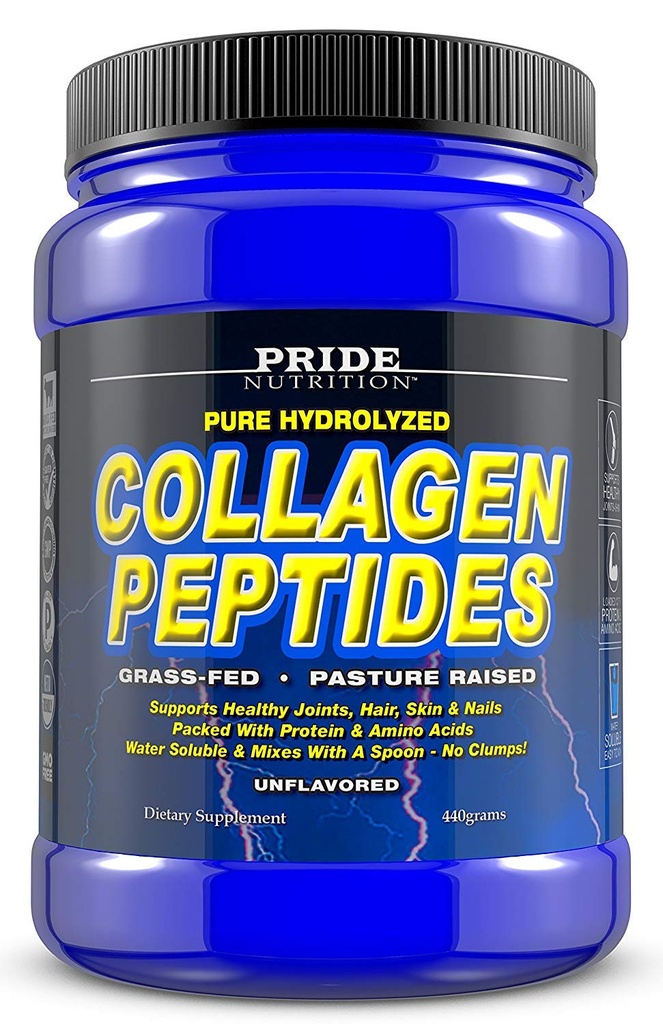 Pride Nutrition Collagen Peptides Powder Naturally-Sourced Hydrolyzed Collagen Powder - Healthy Hair, Skin and Nail Support - Type I & III Grass-Fed Collagen Supplements for Women and Men