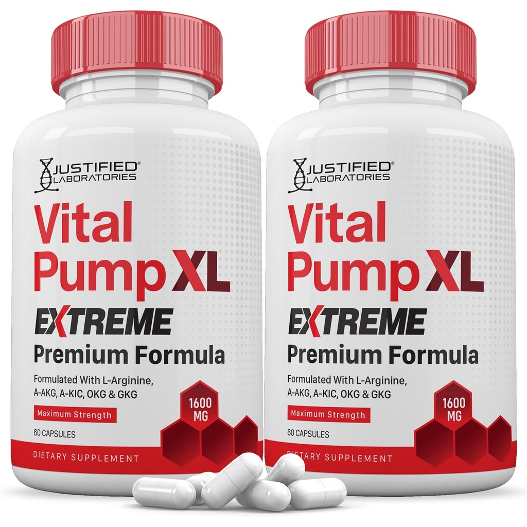 (2 Pack) Vital Pump XL Extreme Pills 1600MG Premium Formula Proprietary Blend for Men's Health 120 Capsules