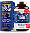 IJzer en foliumzuur supplementen voor vrouwen - 35mg zacht ijzer vitamine, foliumzuur 400mcg - bloedarmoede, periode, zwangerschap ondersteuning supplement, Ferrous Sulfate pillen - 180 Vegan niet-constipatie tabletten