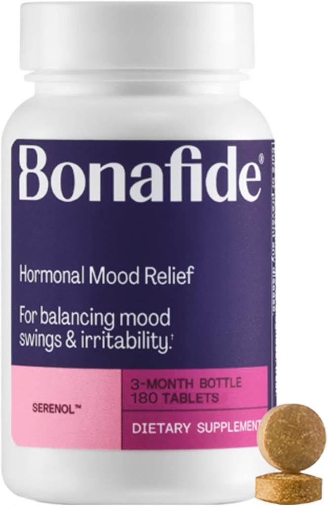 Serenol van Bonafide. Relief of Hormonal Mood Swings, Irritability, & PMS Bloating.