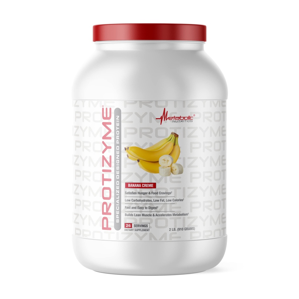 Metabole Voeding - Protizyme - Wei Proteïne Poeder, Hoog Proteïne, Lage Carb, Laag Vet met Digestieve Enzymen, 24 Essentiële Vitaminen en Mineralen, Banana Creme, 2 Pond
