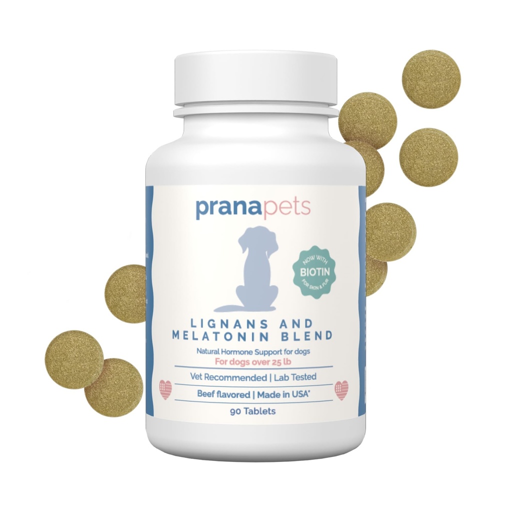 PranaPets Lignans & Melatonine met Biotine Blend natuurlijke hulpmiddelen bij het herstellen van symptomen van Cushing