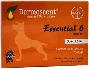 Bayer Dermoscent 6 Spot On Skin Care voor kleine honden tot 22 lb Visolie Voedingssupplementen