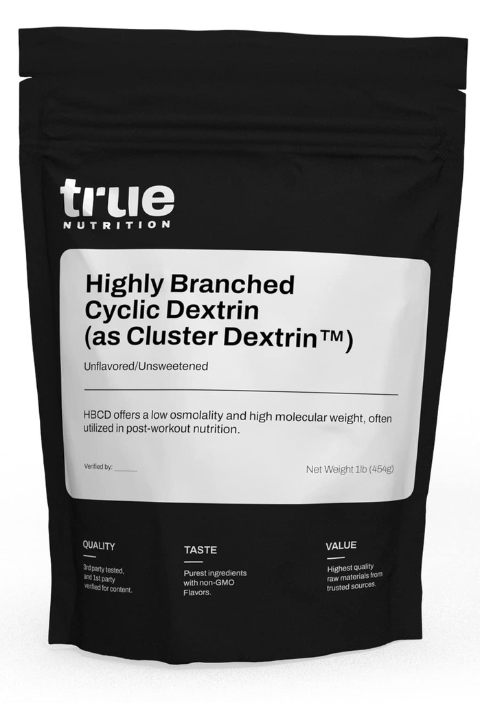 Véritable nutrition - Dextrine cyclique hautement ramifiée - Poudre d'hydrate de carbone pour l'énergie intra-entraînement soutenue, rétablissement musculaire amélioré après l'entraînement - Végétalien et non-OGM - 1lb non aromatisé