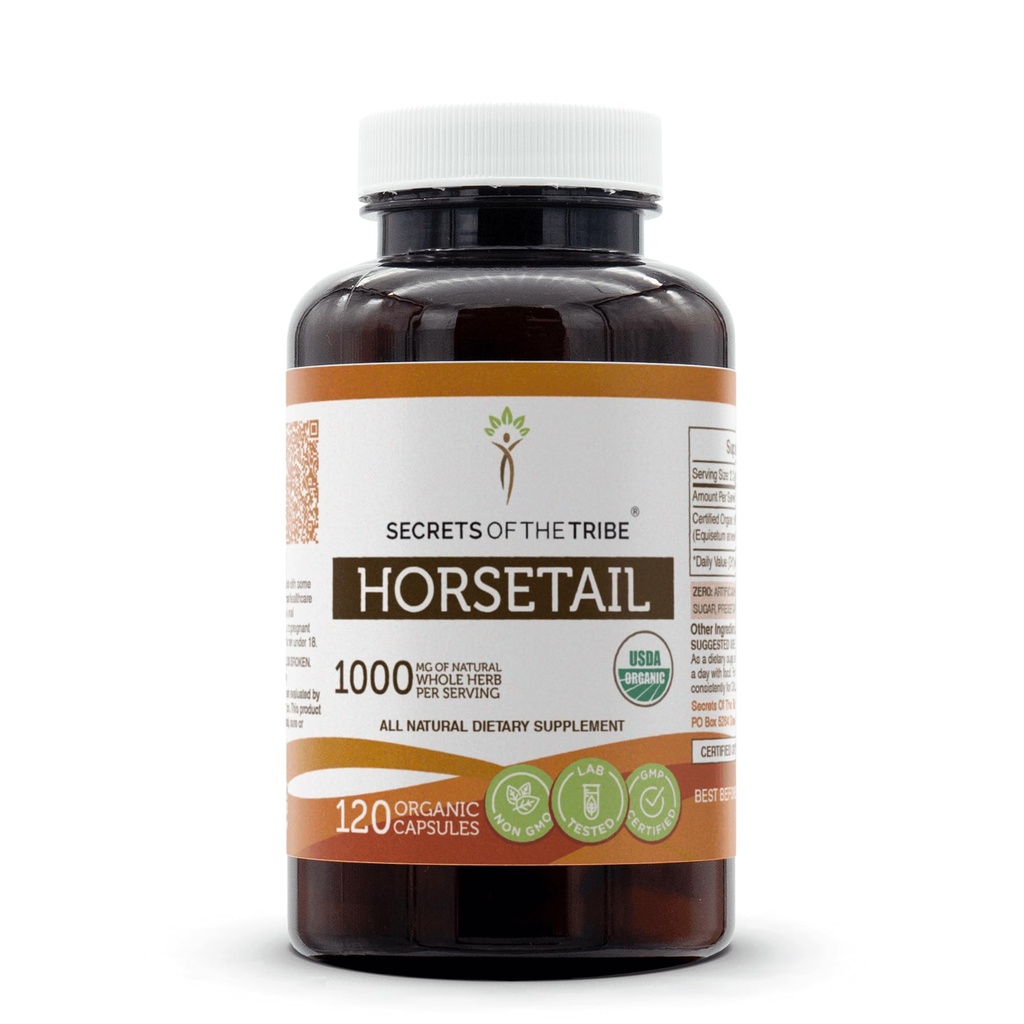 Secrets of the Tribe Horsetail USDA Organic | Made with Vegetarian Capsules and Certified Organic Horsetail (Equisetum arvense) Dried Herb (120 Capsules)