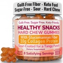 High-Fiber Keto Snacks, Healthy Snacks for Adults, Collagen Protein Keto Snack, Healthy Fiber Snack Gummies, Gluten Free No Sugar Low Calorie Low Carb Fat Free Gummy Candy, Bovine Collagen Peptides