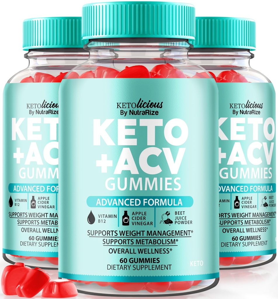 NutraRize (Pack of 3 Ketolicious ACV Gummies for Weight Loss, Official Keto+ACV Gummies, All-Natural Apple Cider Vinegar 1000MG, Premium KetoACV Gummy, Keto Licious Gomitas Reviews (180 Gummies)