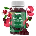 Gommies de racines de betteraves de YumV avec Magnésium et Vitamine C - Gommies de betteraves à saveur de baies - Mâches de betteraves pour la circulation sanguine et le soutien antioxydant - Gommy de betteraves rouges - Compte 60 (paquet de 1)