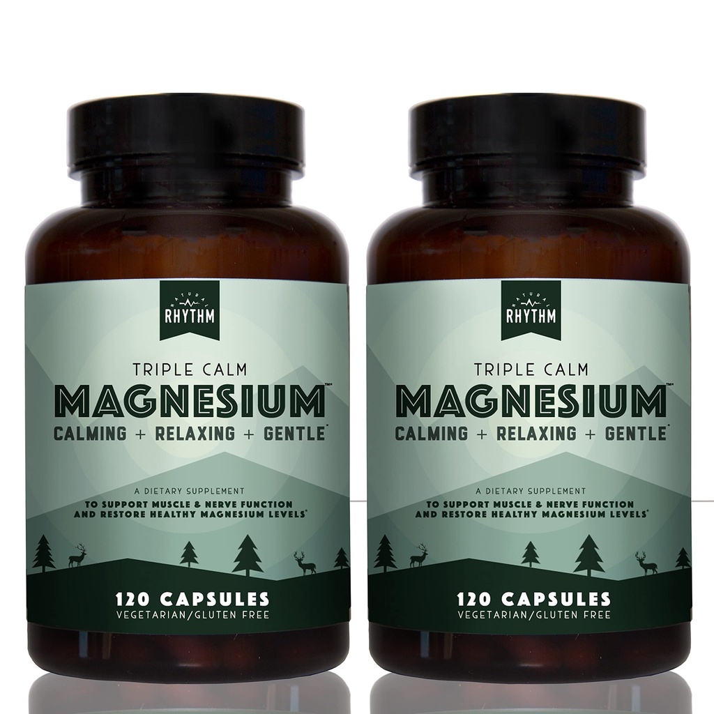 Natural Rhythm Triple Calm Magnesium 150 mg - 2 Pack  Calming Blend voor het bevorderen van rust en ontspanning - 120 Telflessen