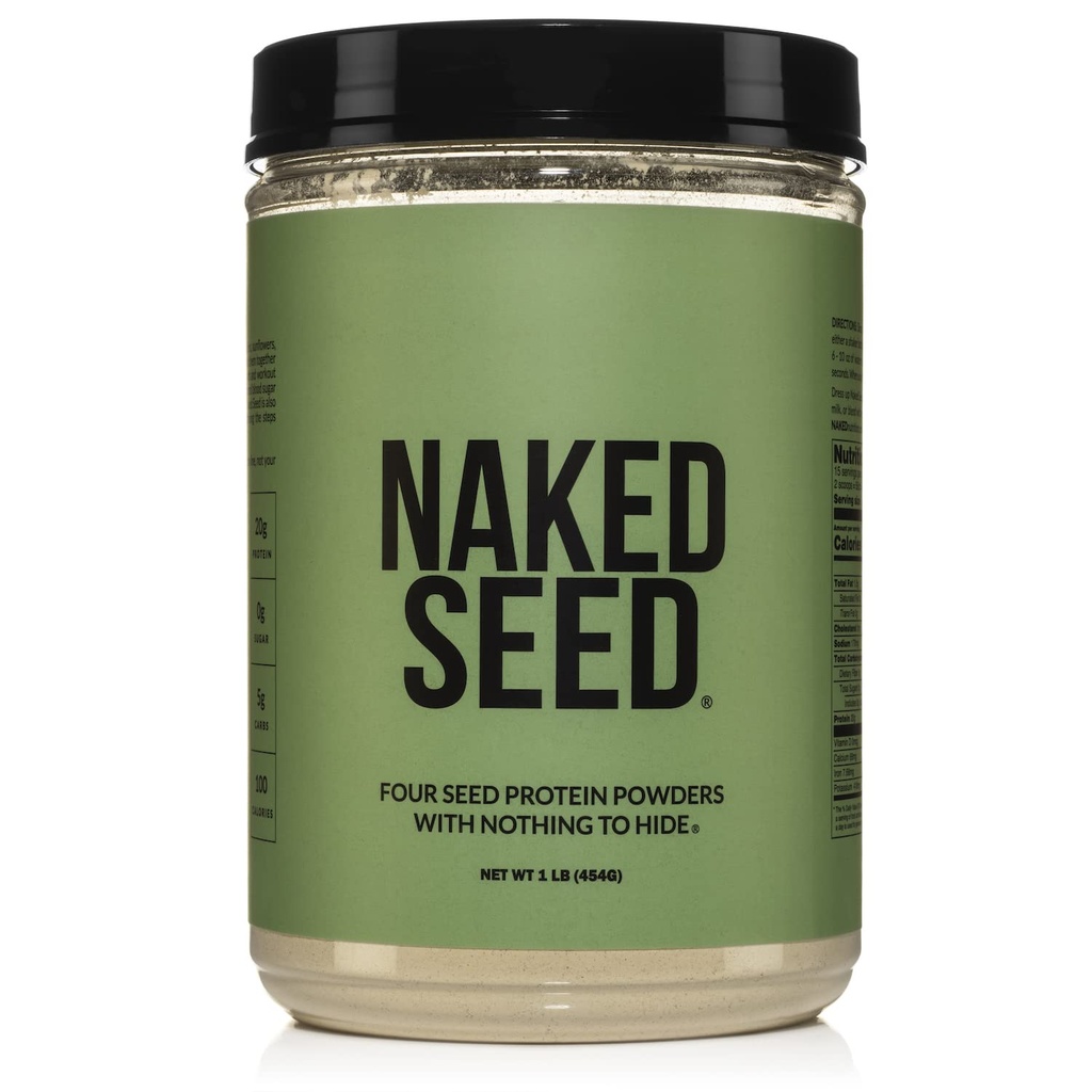 Naked Seed - 4 Zaad Proteïne Poeder, Slechts 4 Ingrediënten - Chia, Watermeloen, Zonnebloem en Pompoenzaad - Glutenvrij, Sojavrij, Veganistisch, Geen Gmos, Geen kunstmatige zoetstoffen - 15 Serven