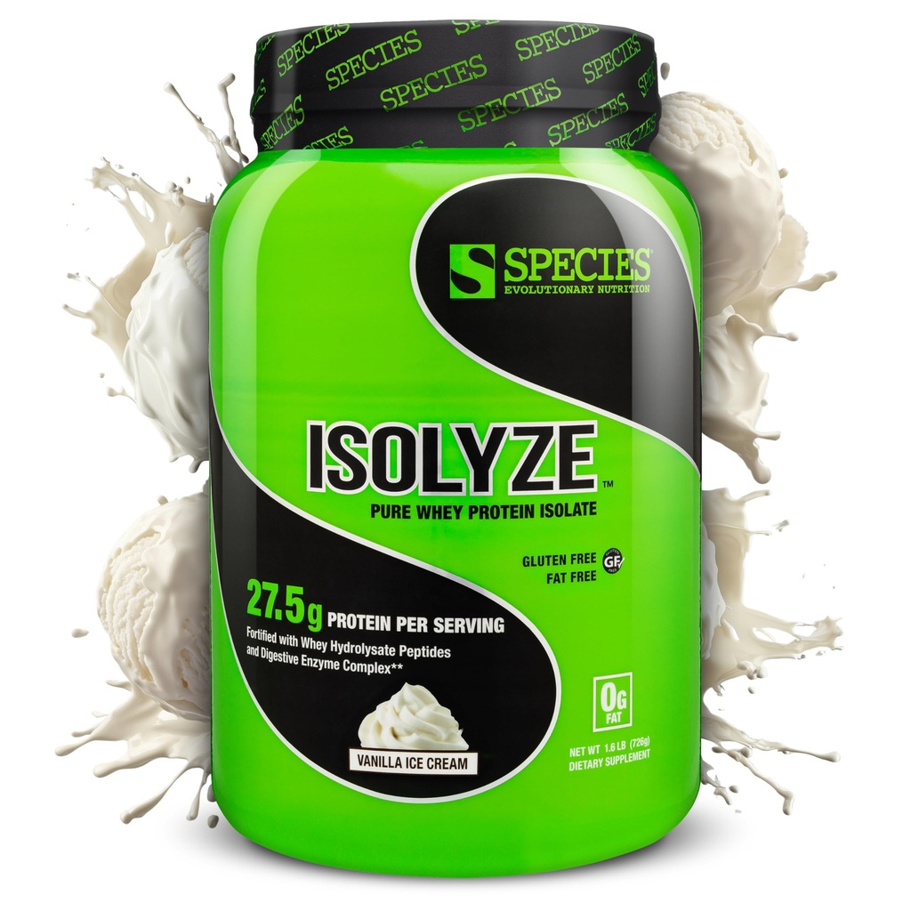 Soort Voeding Isolyse Wei Proteïnepoeder, 100% Wei Isolaat voor spieropbouw, 27.5g Proteïne per scoop, Geen suiker en weinig vet (Vanilla Ice Cream, 22 porties)