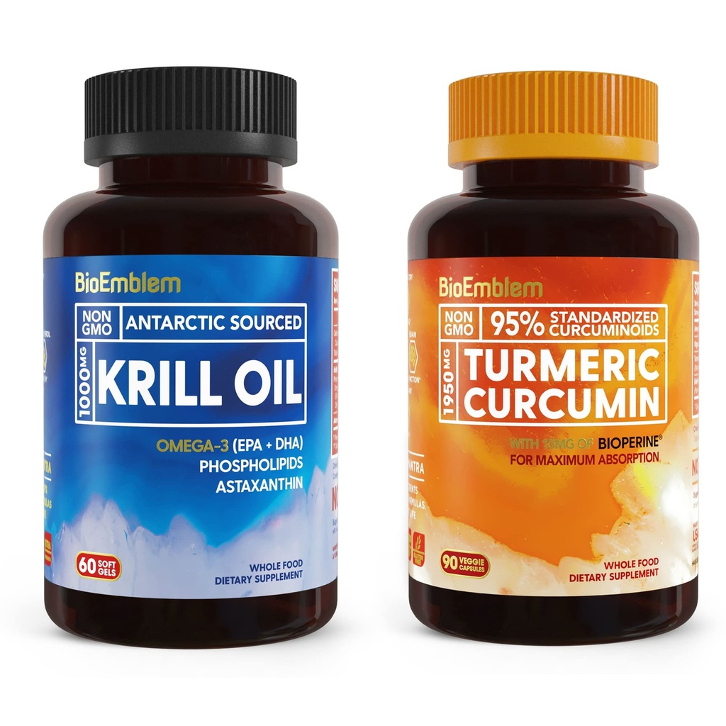 BioEmblem Antarctische Krillolie supplement Kurkuma Curcumine supplement met BioPerine