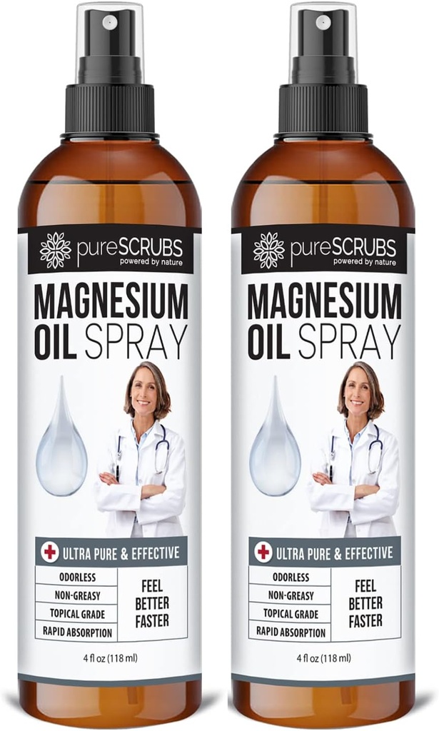 Pure Topical Magnesium Oil Spray, ultrasnelle absorptie voor betere gezondheid, pure Zechstein Brine - (2 flessenwaarde Pack)