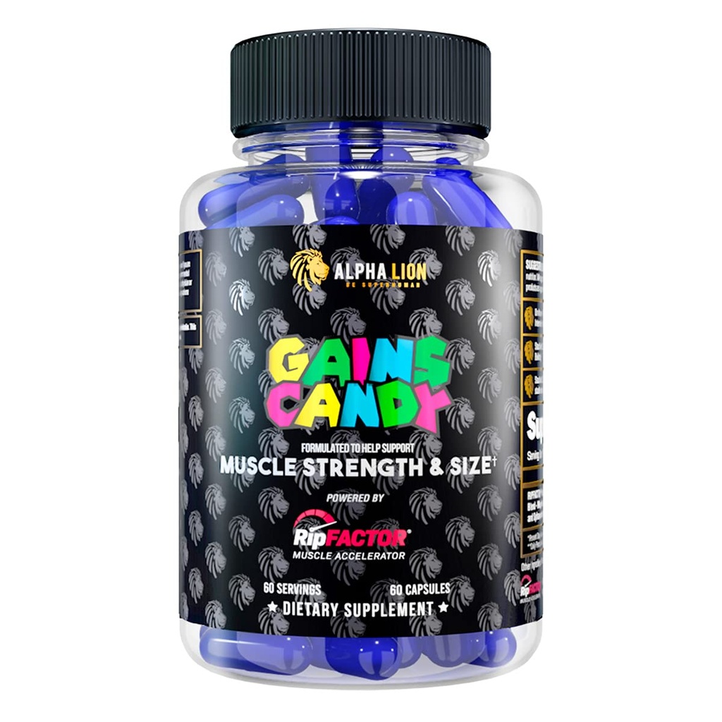 ALPHA LION krijgt snoep, supplement pillen voor spiergroei, grootte, & sterkte, stikstofoxide Booster, spier bouwer, dagelijks gebruiken om energie en workout prestaties te upgraden, 60 capsules (RipFACTOR®)