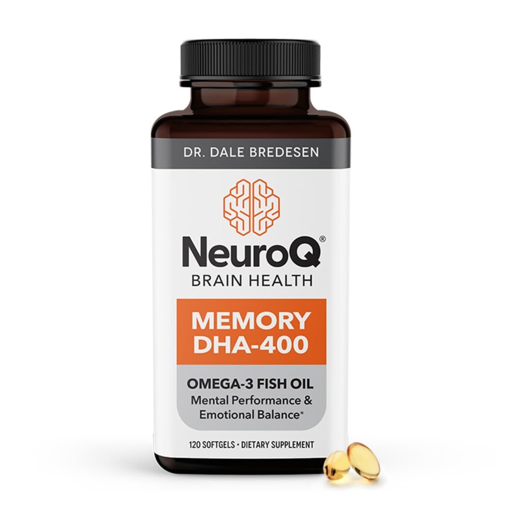 LifeSeasons NeuroQ Geheugen DHA-400 - Omega-3 Visolie Supplement - Geestelijke prestaties en balans - Ondersteunt Neuro Brain Health - Beschermt tegen geheugenverlies & verbetert Focus - 120 Softgels