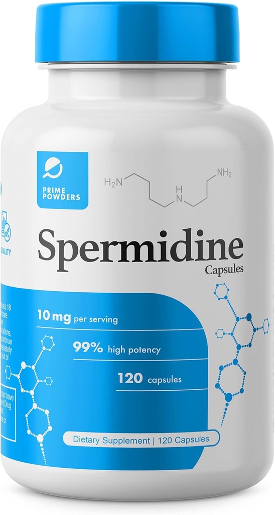 Spermidine Capsules Glutenvrij 99% Concentratie 100x sterker dan tarwekiemextract voor anti-aging DNA Telomere ondersteuning