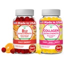 Lunakai Vitamine B12 en Collageen Gummies Bundle - 3000 mcg Methylcobalamine Hoge Absorptie Energie Gummies - Non-GMO Anti Aging Supplements for Men & Women - 30 Days Supply