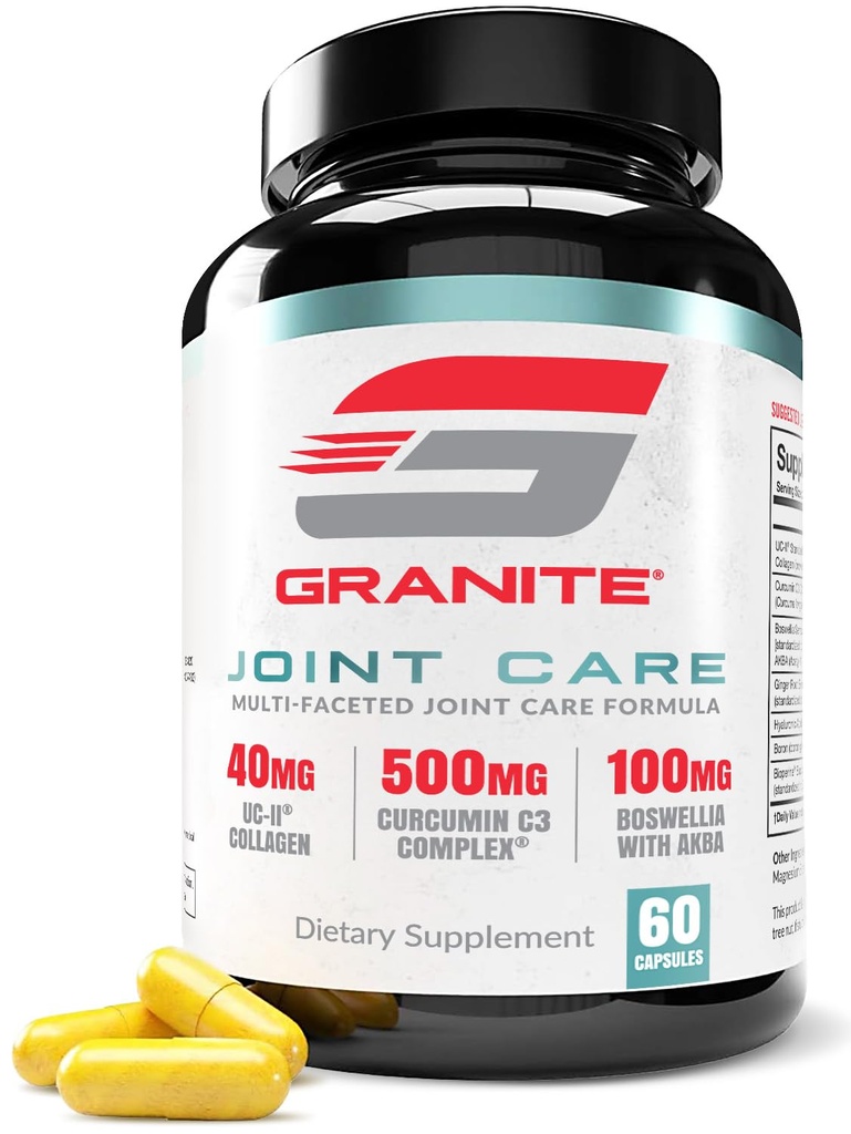 Graniet Joint Care: Premium UC-II Collageen, Turmeric Curcumin C3, AKBA Boswellia + More - All-in-One Ondersteuning voor gezamenlijke mobiliteit, comfort en kracht (60ct)