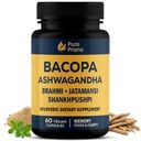 Pure Prana Brahmi Capsules – Ashwagandha & Gotu Kola Herbal Brain & Focus Support Supplement – Ayurvedic Vegan Nootropic for Men & Women – 60 Capsules